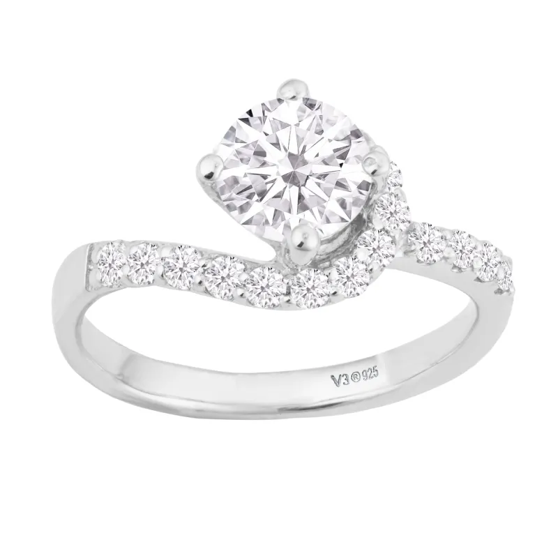 V3 Jewelry® 925 Sterling Silver with Moissanite and White Zircon Promise Ring sold by Zulily
