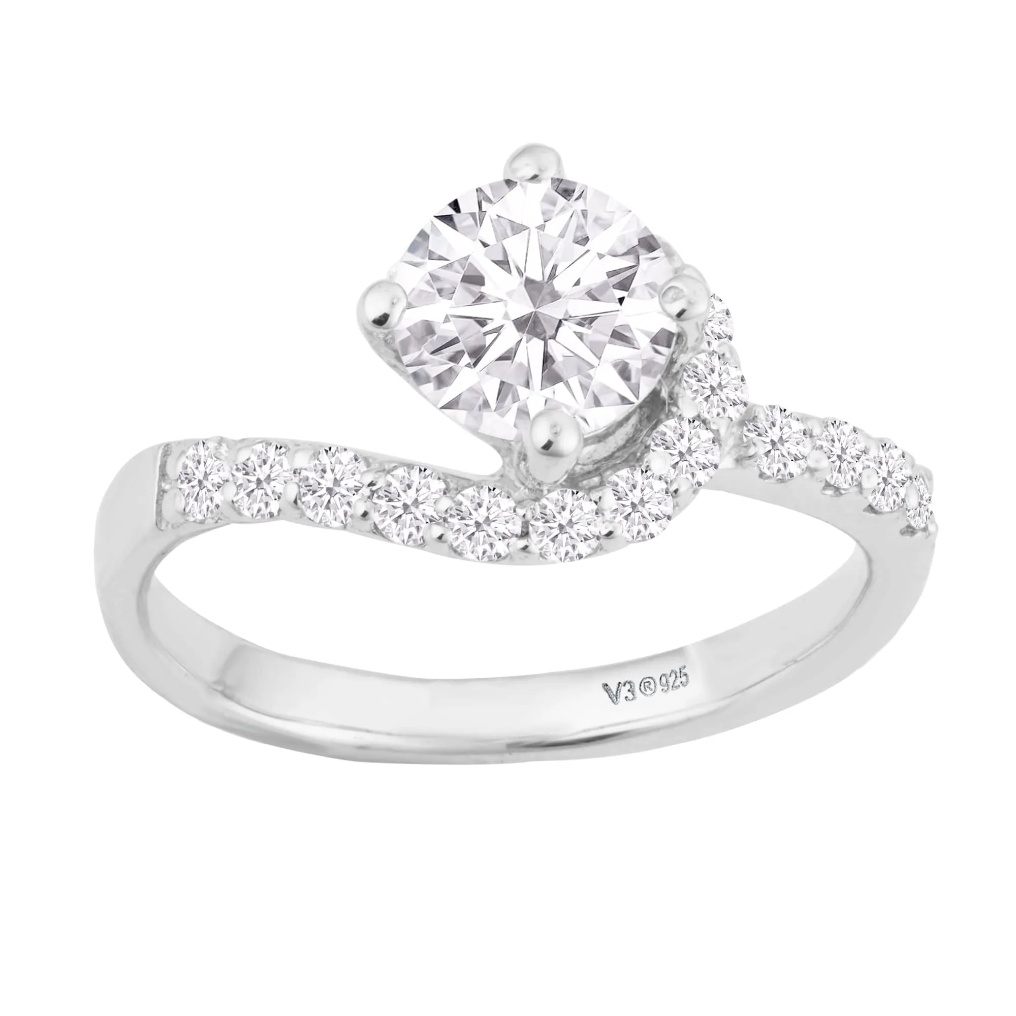 V3 Jewelry® 925 Sterling Silver with Moissanite and White Zircon Promise Ring sold by Zulily