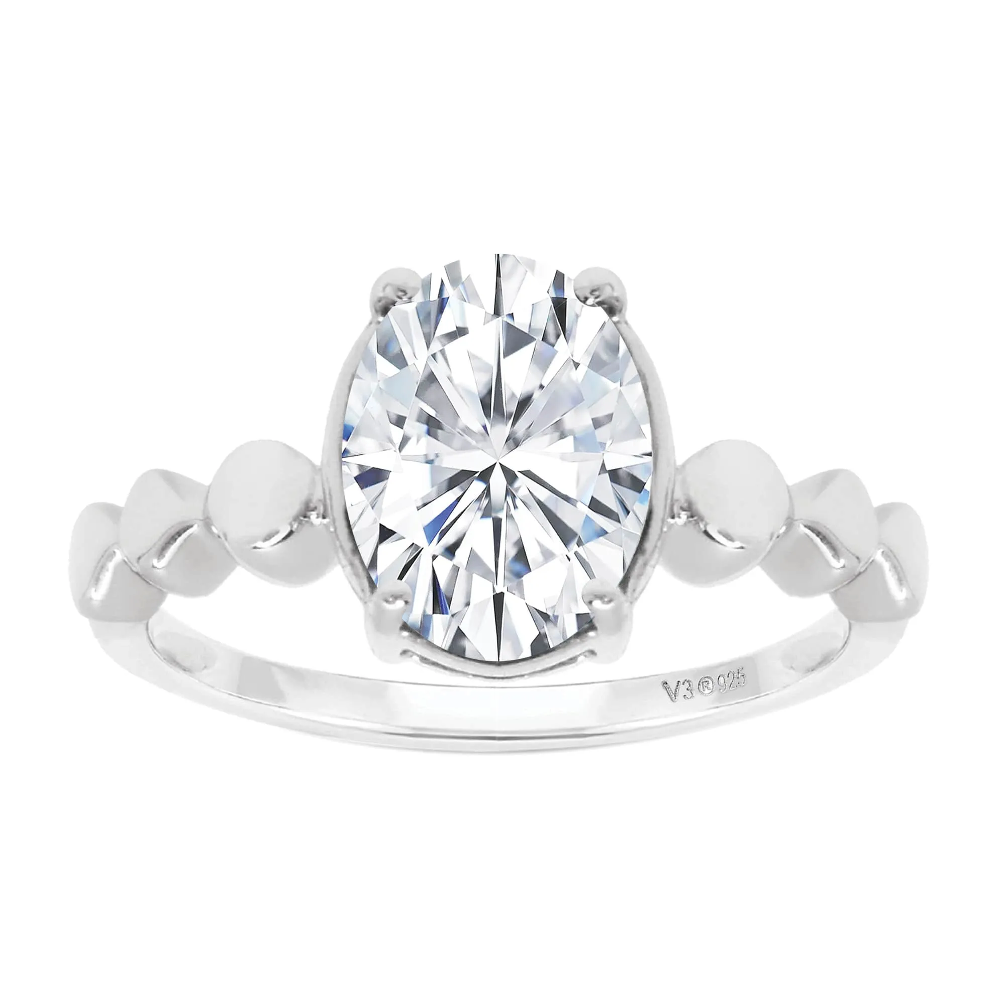 V3 Jewelry® 925 Sterling Silver Moissanite and White Topaz Halo Ring sold by Zulily product image thumbnail 2