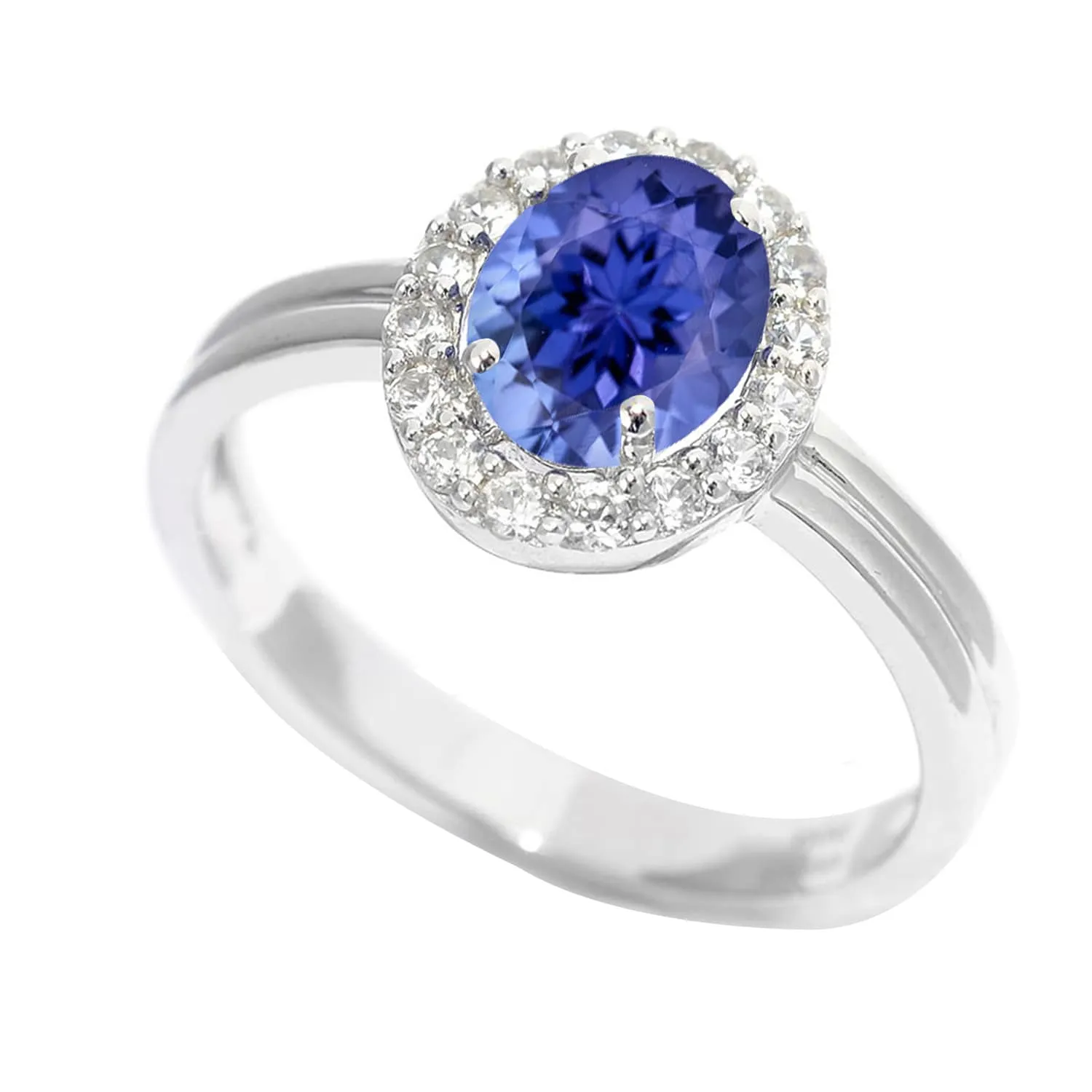 V3 Jewelry Sterling Silver with Oval Shape Natural Tanzanite and White Topaz Halo Ring sold by Zulily product image thumbnail 2