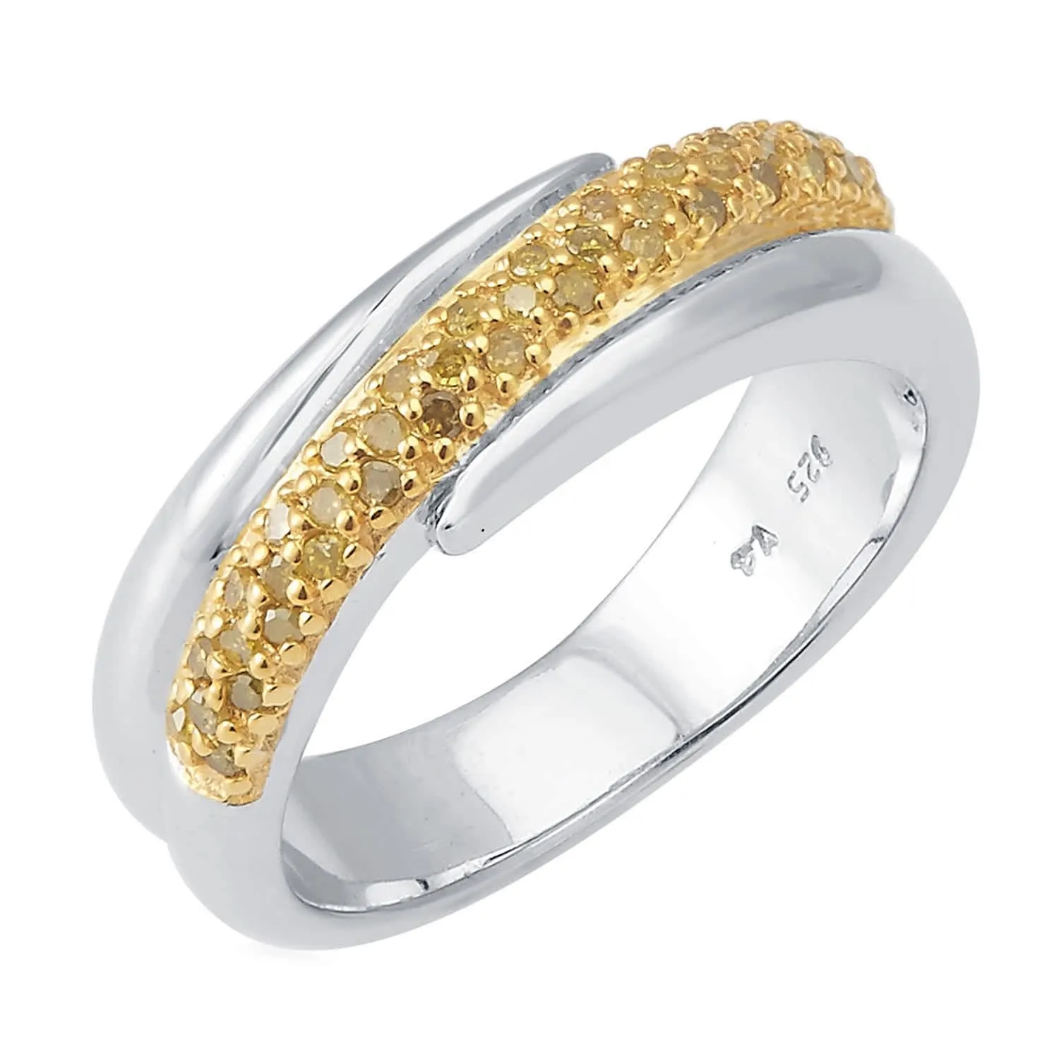V3 Jewelry Sterling Silver with Natural Yellow Diamond Band Ring sold by Zulily
