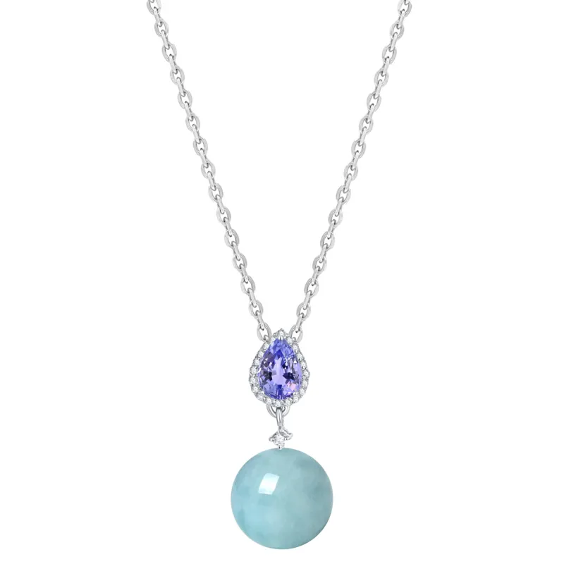 V3 Jewelry Sterling Silver with Natural Tanzanite, Aquamarine and White Topaz Drop Pendant with 18" Cable Chain sold by Zulily