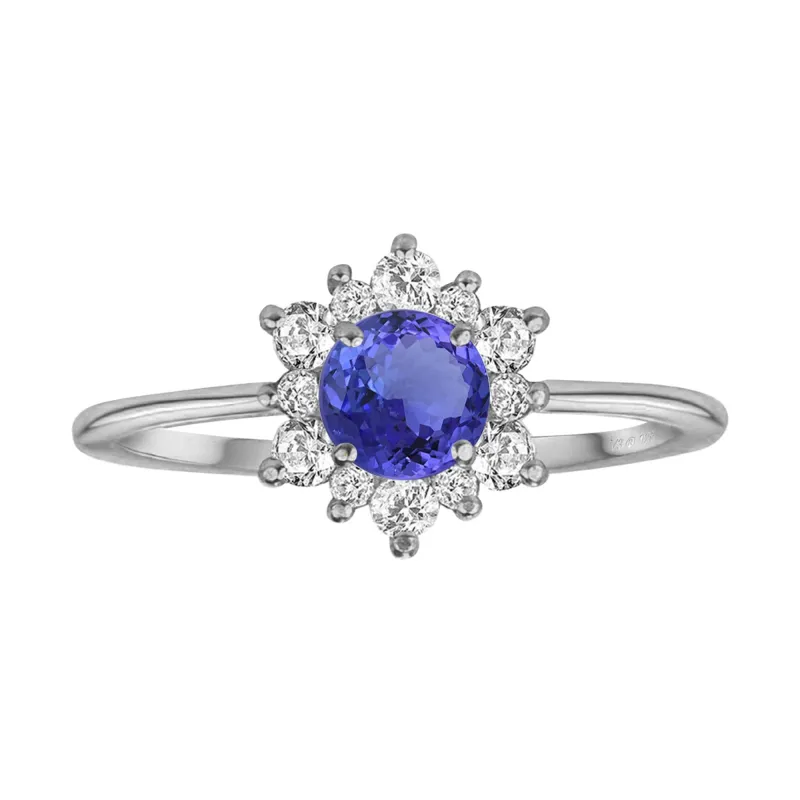 V3 Jewelry Sterling Silver with Natural Tanzanite and White Topaz Flower Ring sold by Zulily