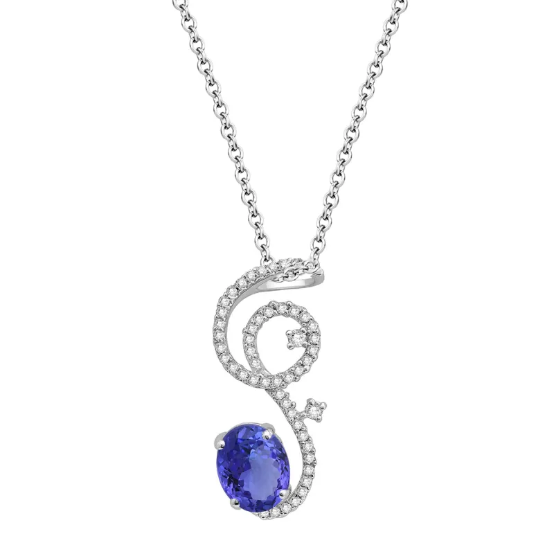 V3 Jewelry Sterling Silver with Natural Tanzanite and White Topaz Swirl Pendant with 18" Chain sold by Zulily