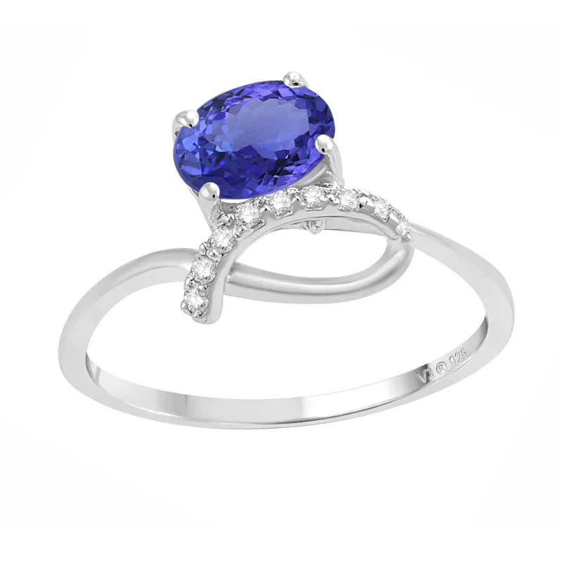 V3 Jewelry Sterling Silver with Natural Tanzanite and White Topaz Promise Ring sold by Zulily