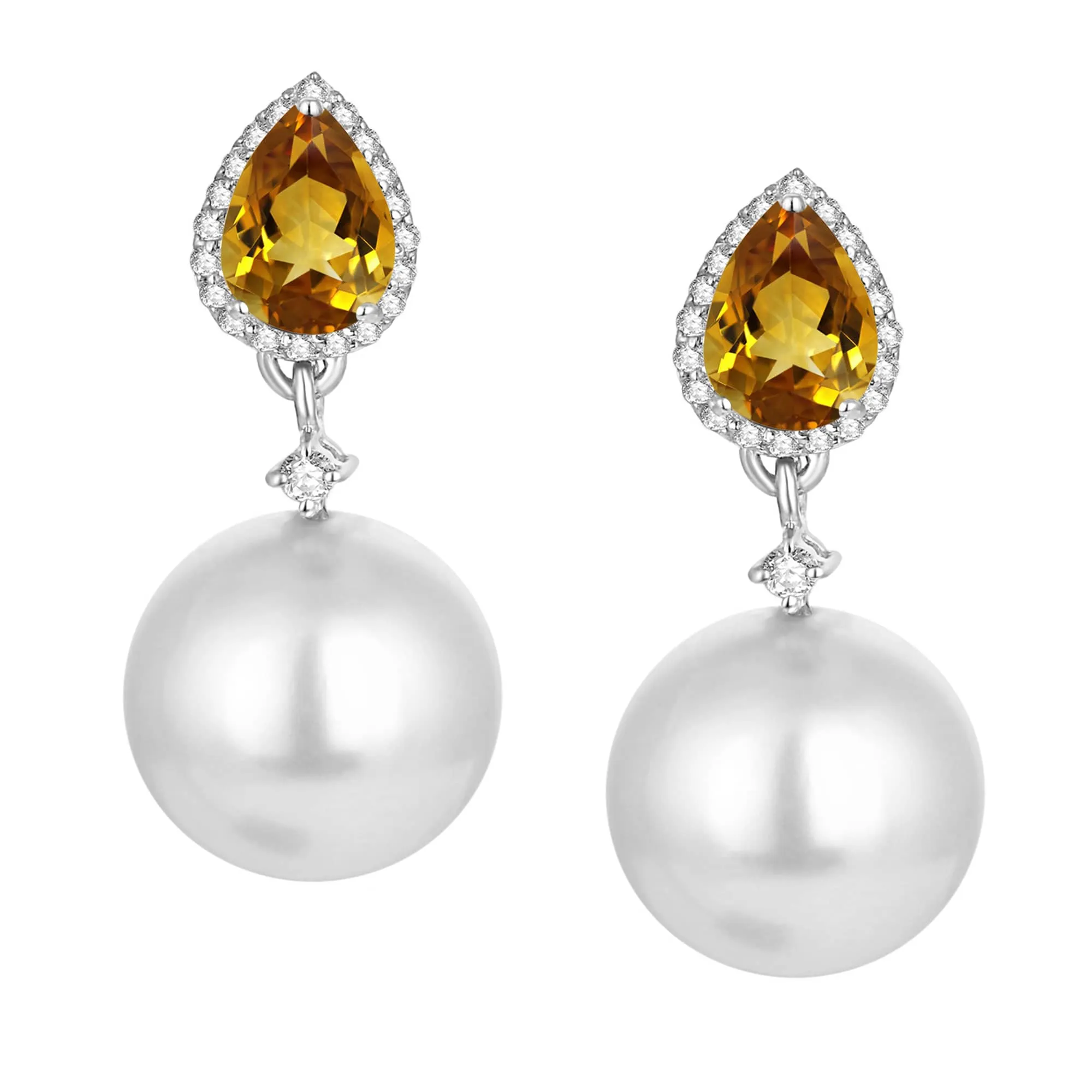 V3 Jewelry Sterling Silver with Shell Pearl, Natural Citrine and White Topaz Drop Earring sold by Zulily