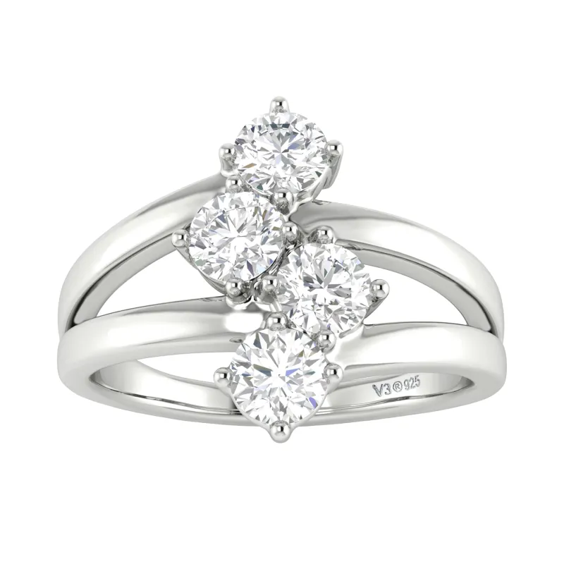 V3 Jewelry Sterling Silver with Moissanite Engagement Ring sold by Zulily