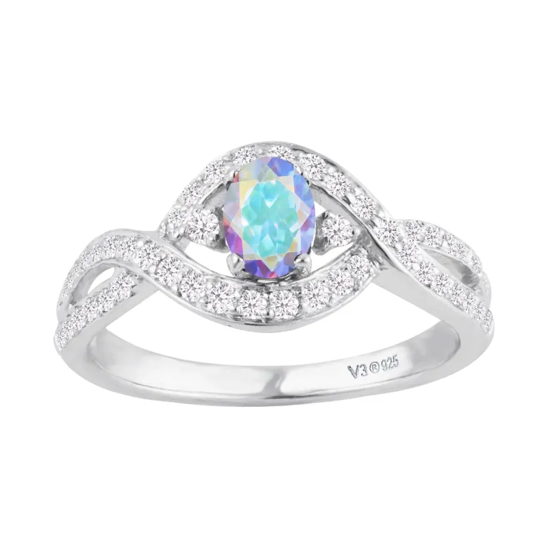 V3 Jewelry Sterling Silver with Mercury Opal Topaz and White Zircon Engagement Ring made by Zulily