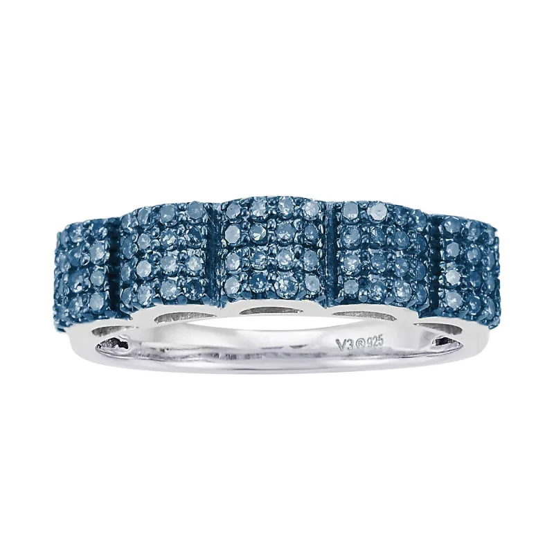 V3 Jewelry Sterling Silver with 1/2 CTTW Natural Blue Diamond Wide Band Ring sold by Zulily