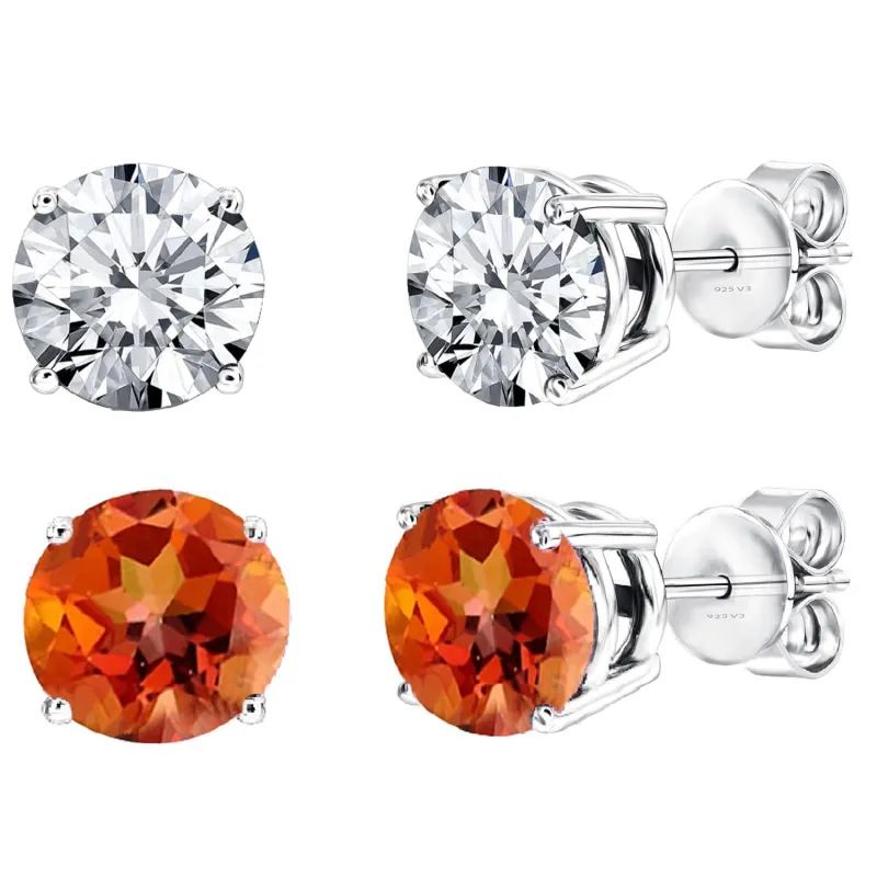 V3 Jewelry Sterling Silver Set of Two Fire Topaz and Natural White Topaz Stud Earring sold by Zulily