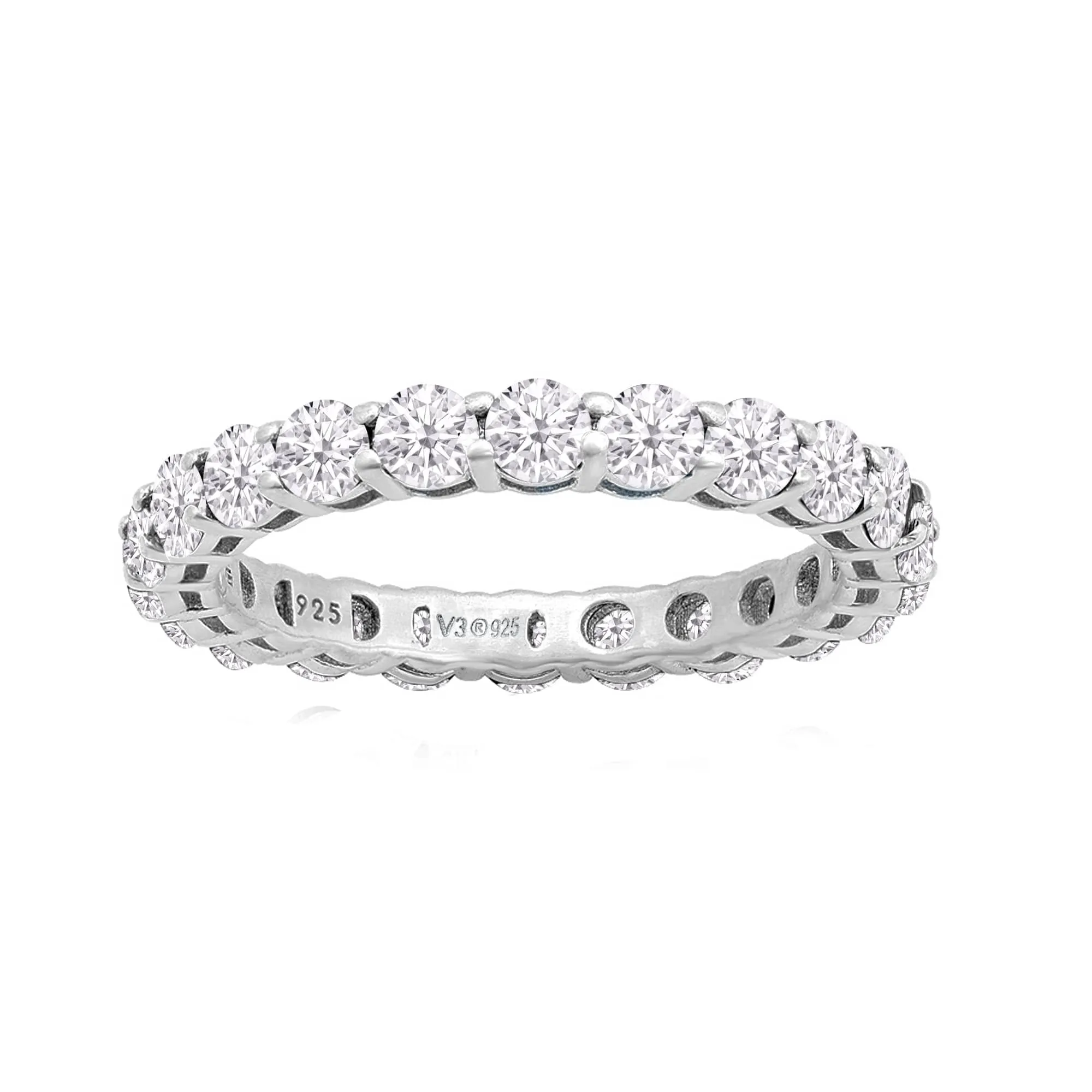 V3 Jewelry Sterling Silver White Moissanite Eternity Annivesary Band Ring sold by Zulily product image thumbnail 2