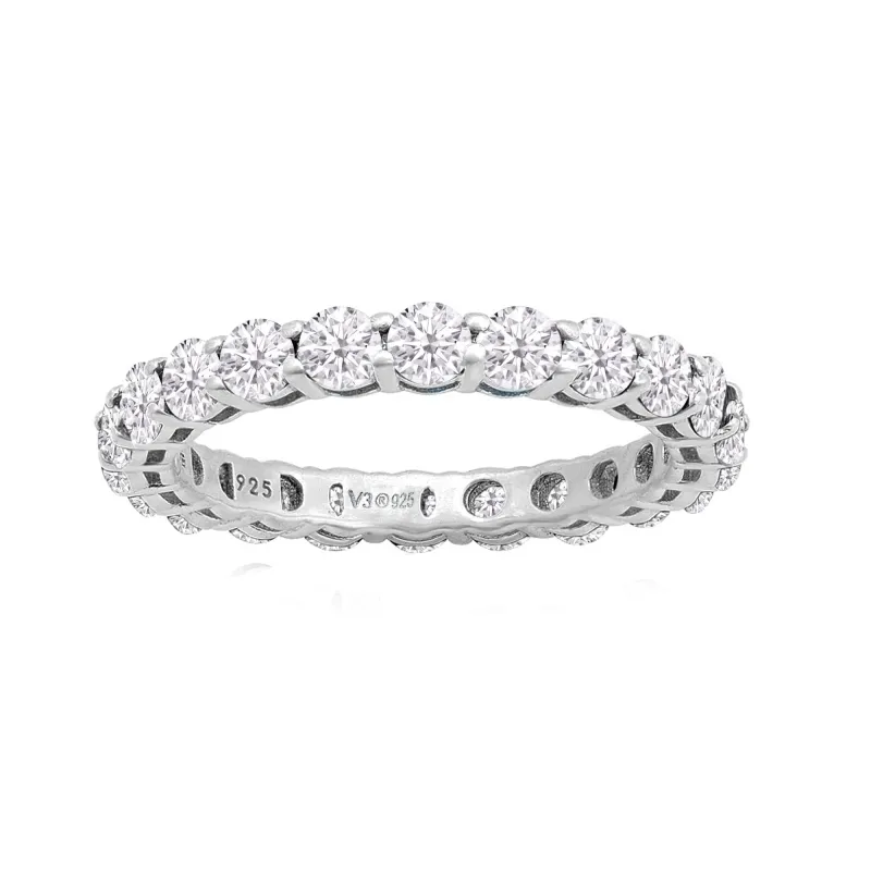 V3 Jewelry Sterling Silver White Moissanite Eternity Annivesary Band Ring sold by Zulily