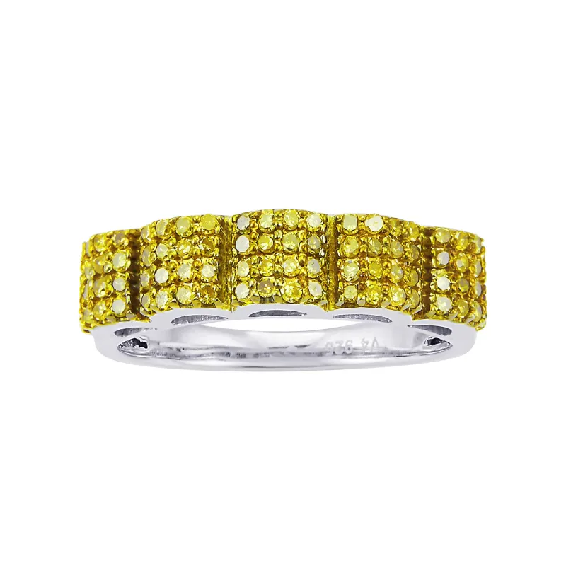 V3 Jewelry Sterling Silver with 1/2 CTTW Natural Yellow Diamond Wide Band Ring sold by Zulily