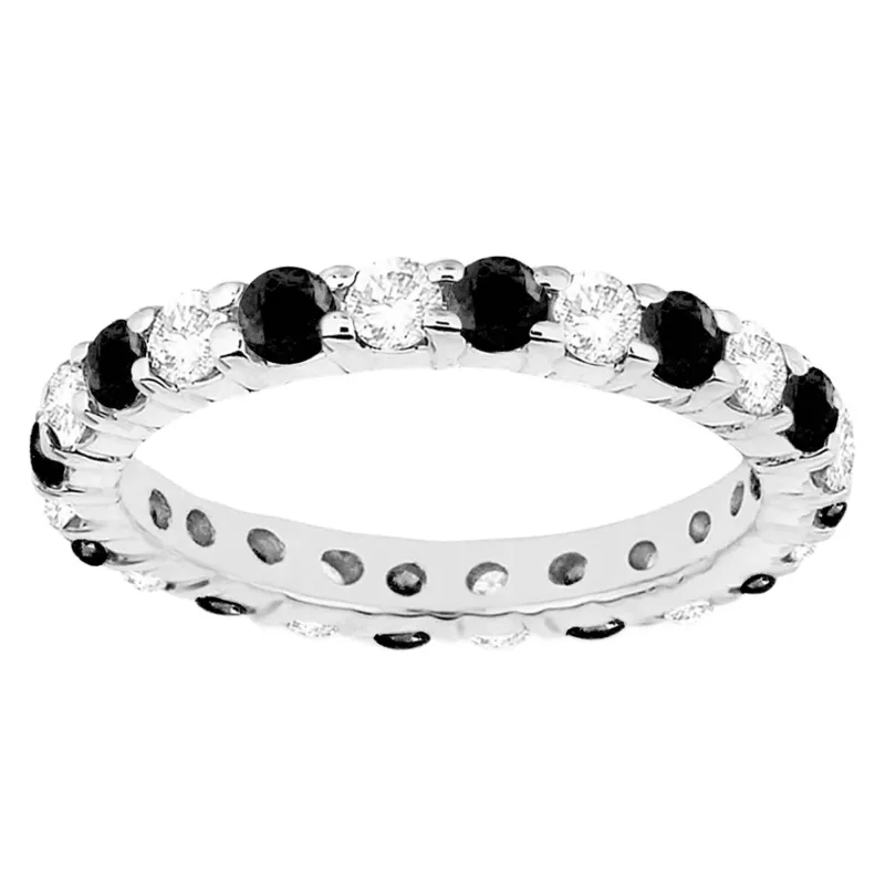 V3 Jewelry Sterling Silver Real Black Spinel and White Topaz Eternity Band Ring sold by Zulily