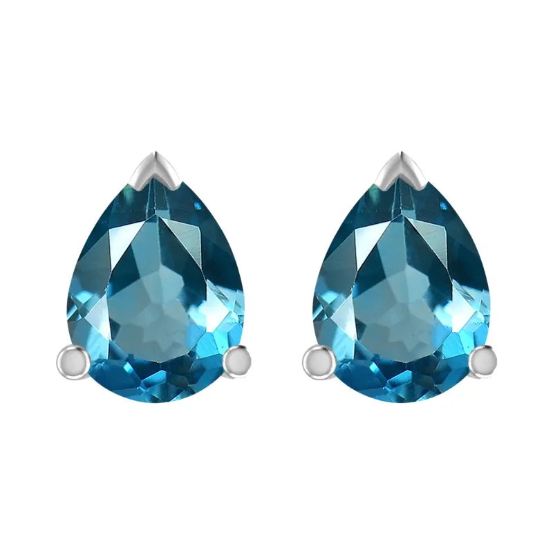 V3 Jewelry Sterling Silver Pear Cut Natural London Blue Topaz Stud Earrings sold by Zulily