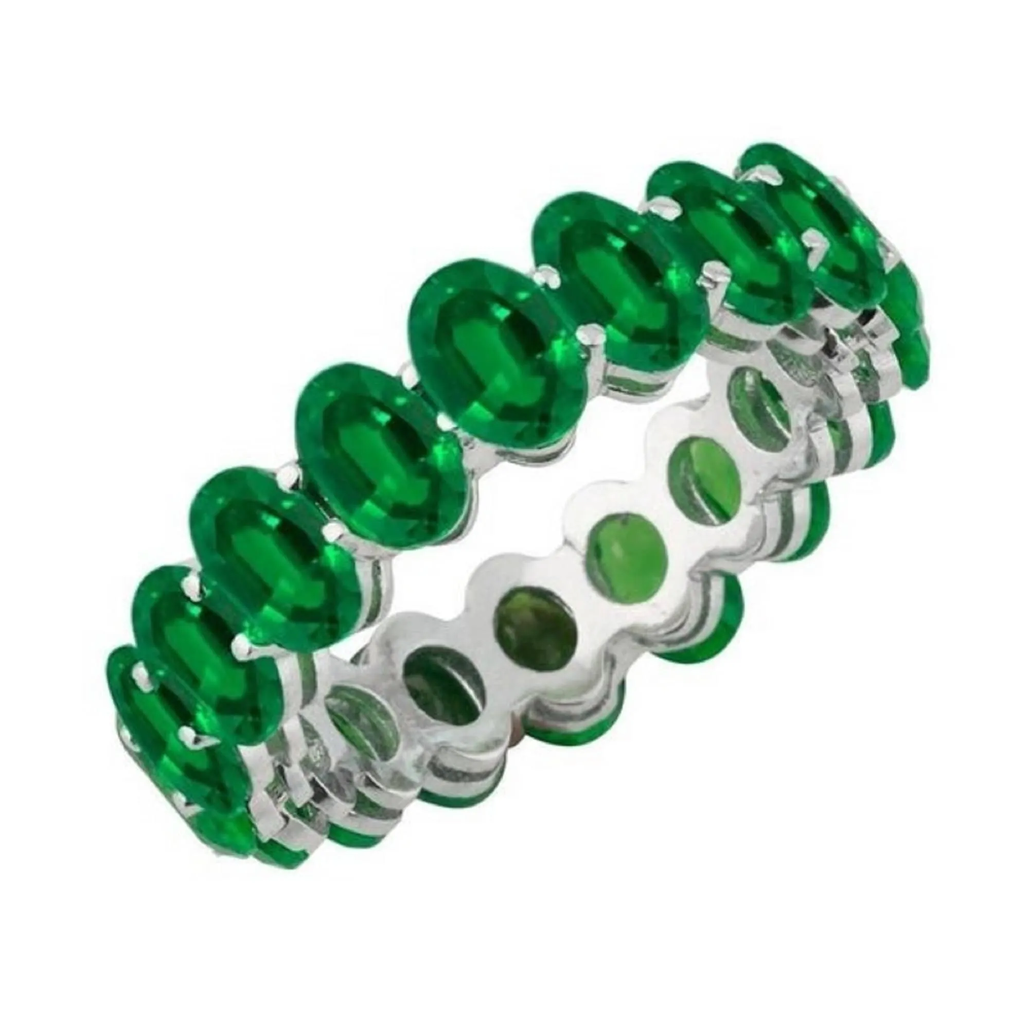 V3 Jewelry Sterling Silver Oval Cut Green Emerald Eternity Band Ring sold by Zulily product image thumbnail 5