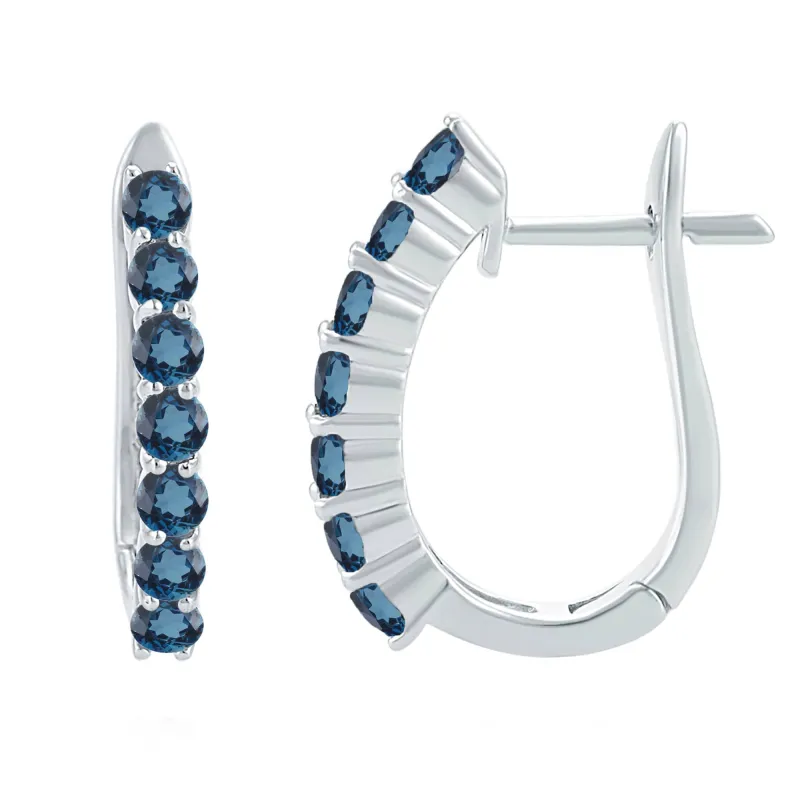 V3 Jewelry Sterling Silver Natural Round Cut 2.10 Carat London Blue Topaz Hoop Earrings sold by Zulily