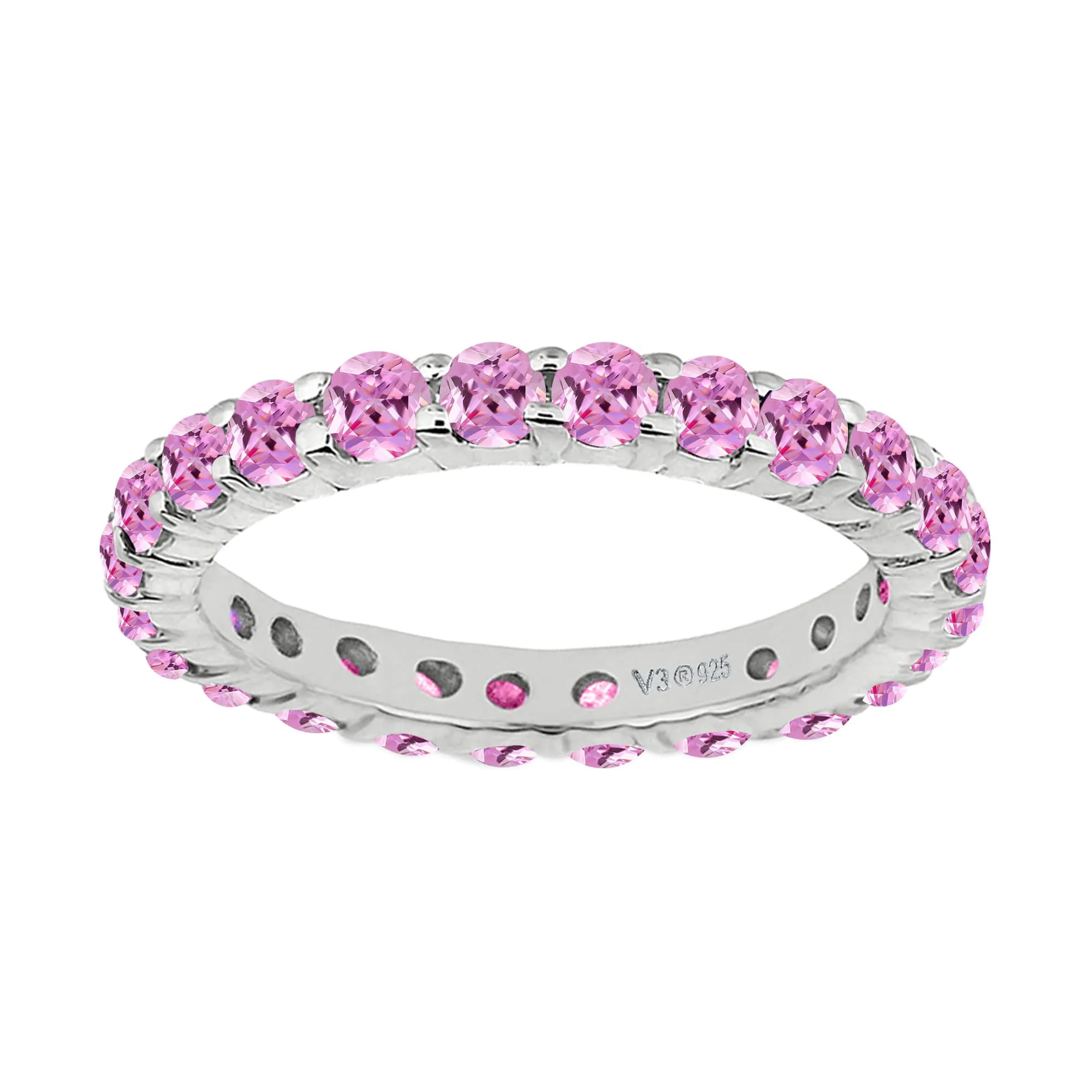 V3 Jewelry Sterling Silver Natural Pink Sapphire Eternity Band Ring sold by Zulily product image thumbnail 2