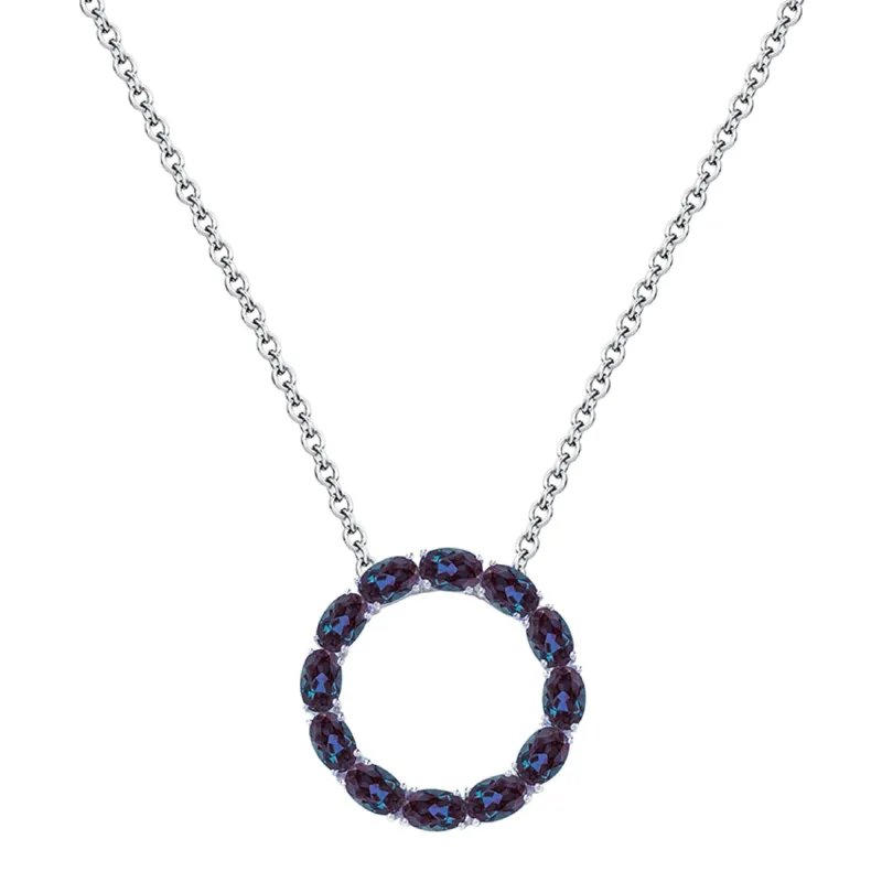 V3 Jewelry 925 Sterling Silver 6.80Carat Oval Cut Color Changing Alexandrite Circle Pendant with 18" Chain sold by Zulily