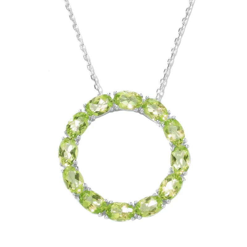V3 Jewelry 925 Sterling Silver 6.00 Carat Natural Oval Cut Peridot Circle Pendant with 18" Chain sold by Zulily