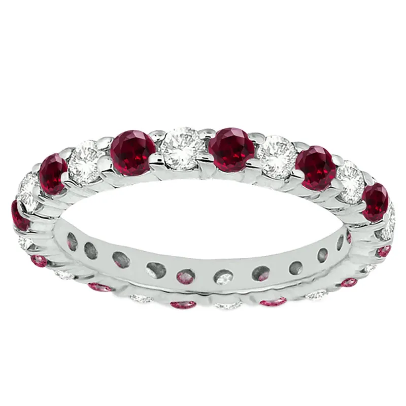 V3 Jewelry Ruby and White Topaz Eternity Wedding Band Ring 925 Sterling Silver sold by Zulily