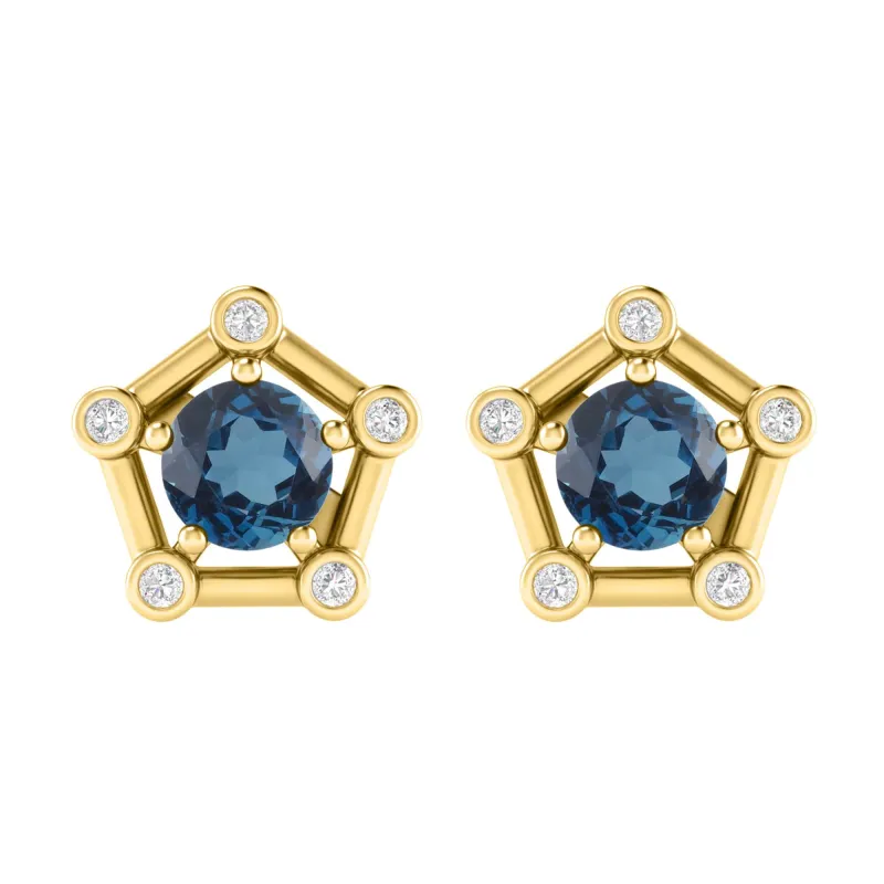 V3 Jewelry Gold Over Sterling Silver with Natural London Blue Topaz and White Topaz Stud Earrings sold by Zulily