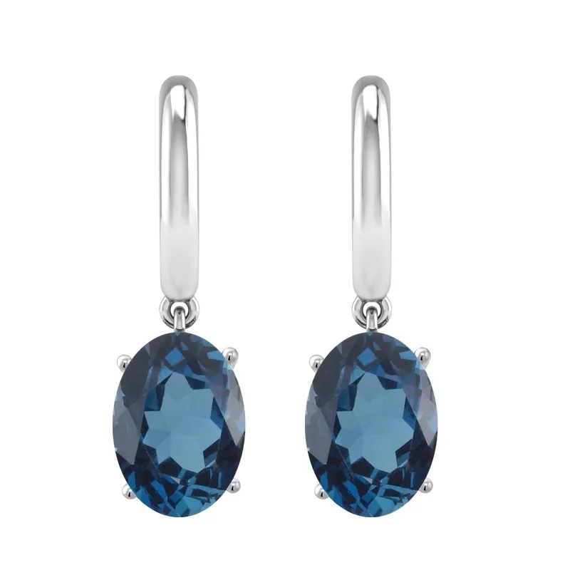 V3 Jewelry 925 Sterling Silver 1.80 Carat Natural London Blue Topaz Dangle Earrings sold by Zulily