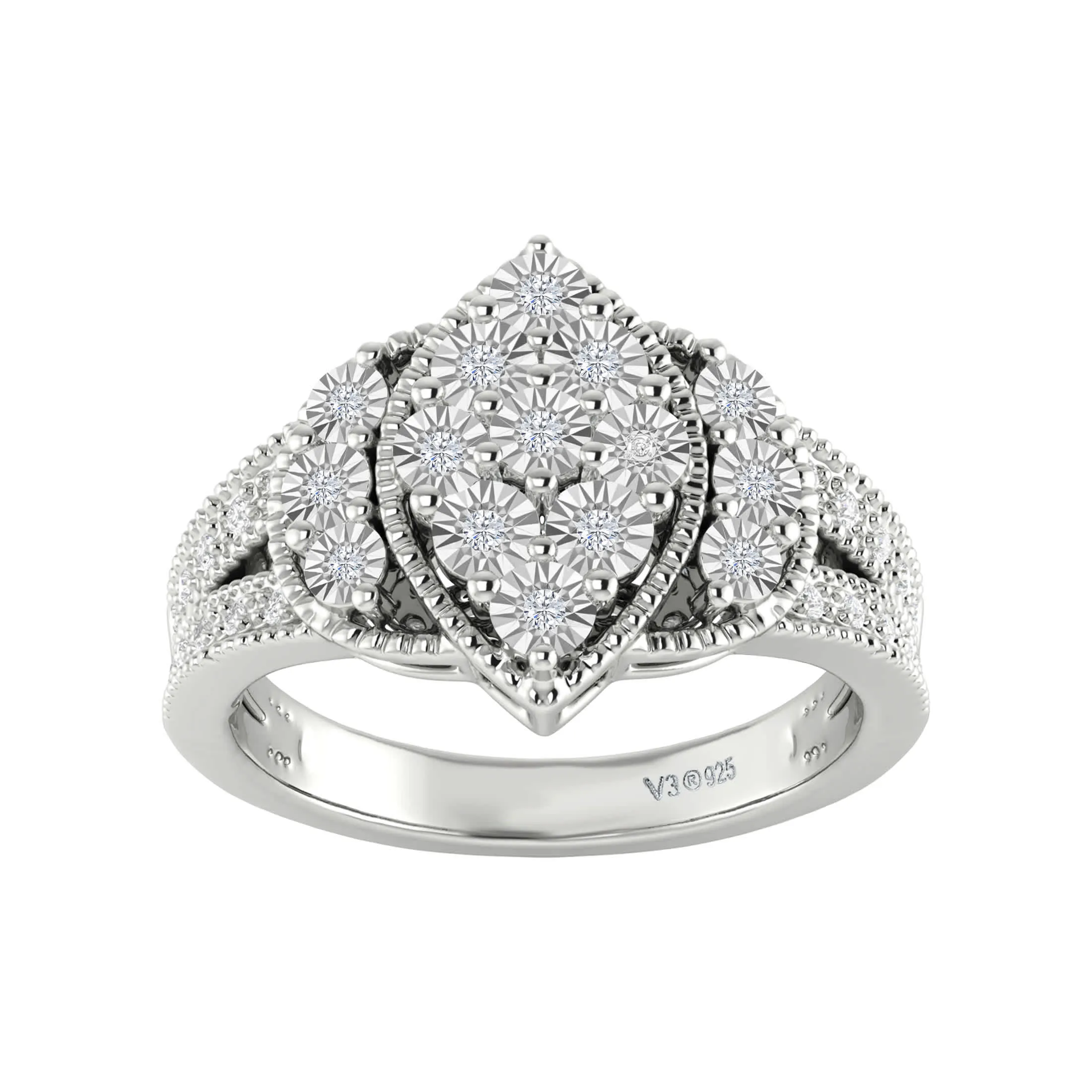 V3 Jewelry Sterling Silver 1/4 CTTW Natural White Diamond Engagement Ring sold by Zulily product image thumbnail 4