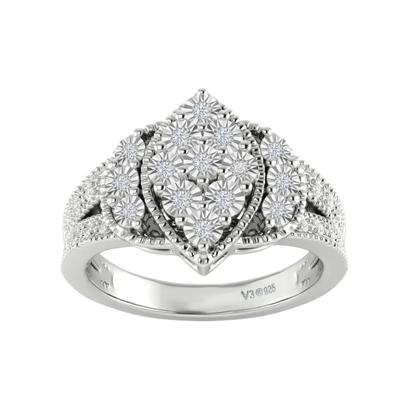 V3 Jewelry Sterling Silver 1/4 CTTW Natural White Diamond Engagement Ring sold by Zulily