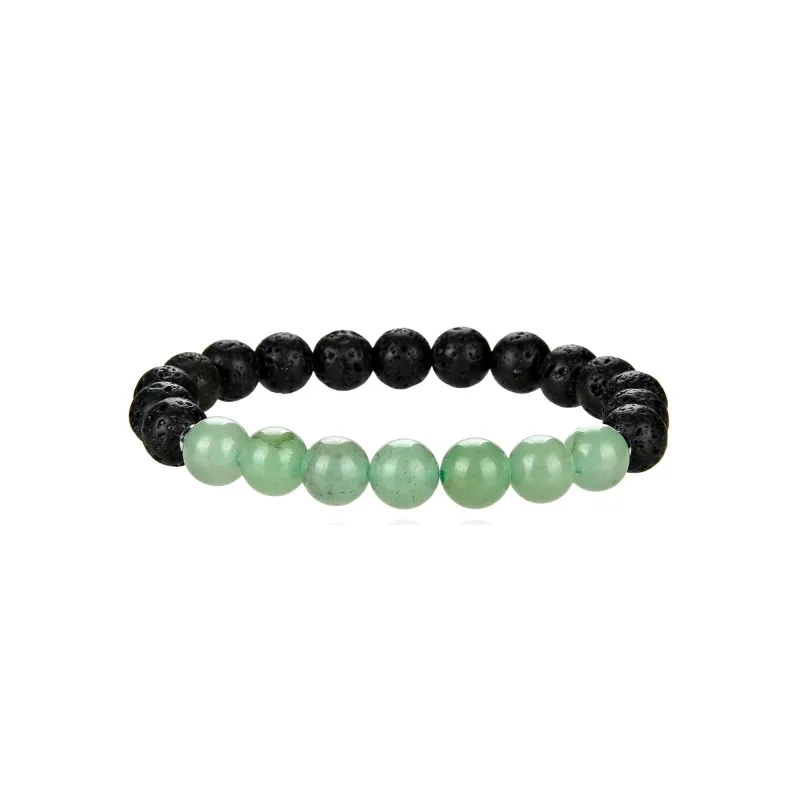 V3 Jewelry Lava Beads, Green Aventurine and Silver Ball Stretchable Bracelet sold by Zulily