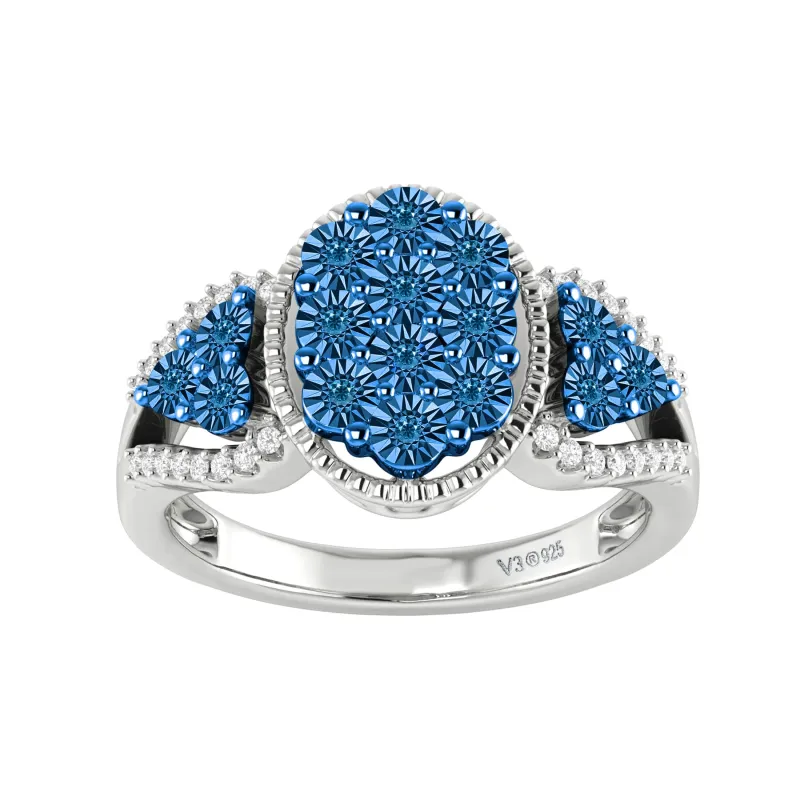 V3 Jewelry Sterling Silver 1/4 CTTW Natural Blue & White Diamond Anniversary Ring sold by Zulily