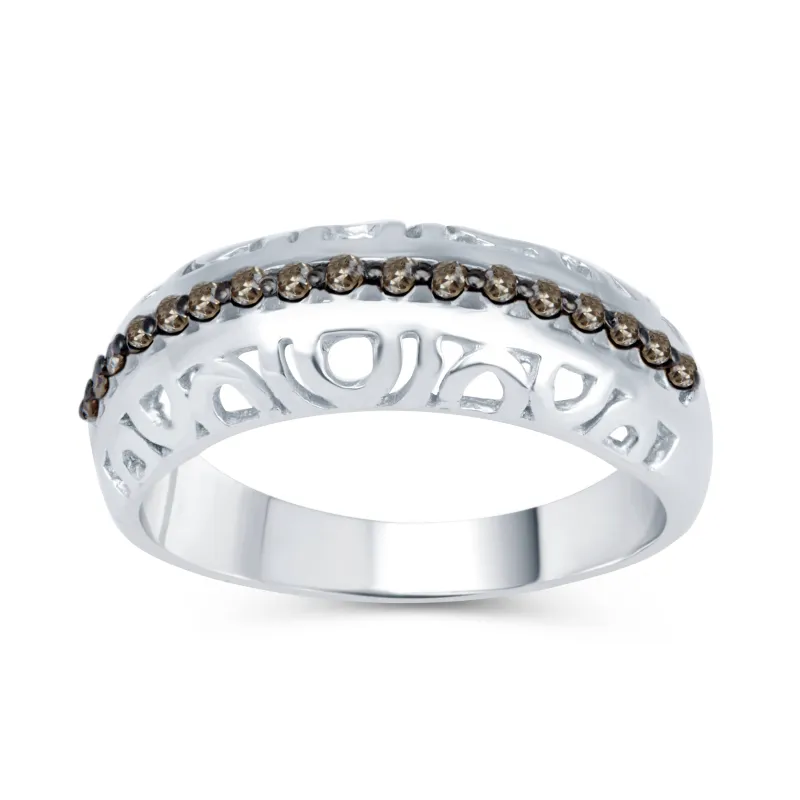 V3 Jewelry Sterling Silver Natural Champagne Diamond Band Ring sold by Zulily
