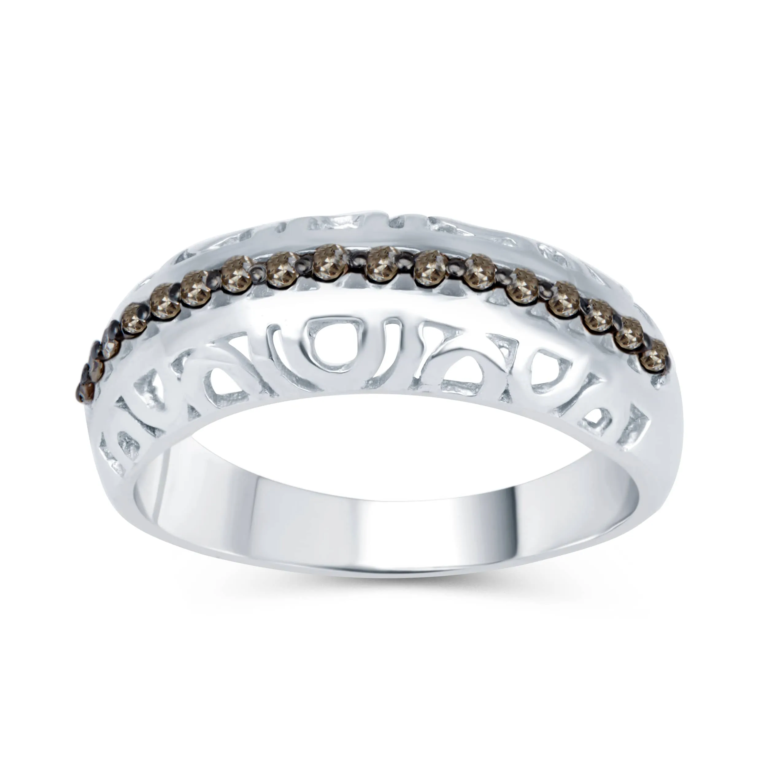 V3 Jewelry Sterling Silver Natural Champagne Diamond Band Ring sold by Zulily