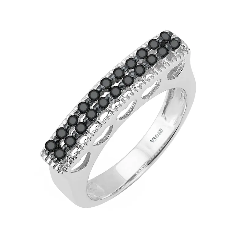 V3 Jewelry Sterling Silver Natural Black Diamond Band Ring sold by Zulily