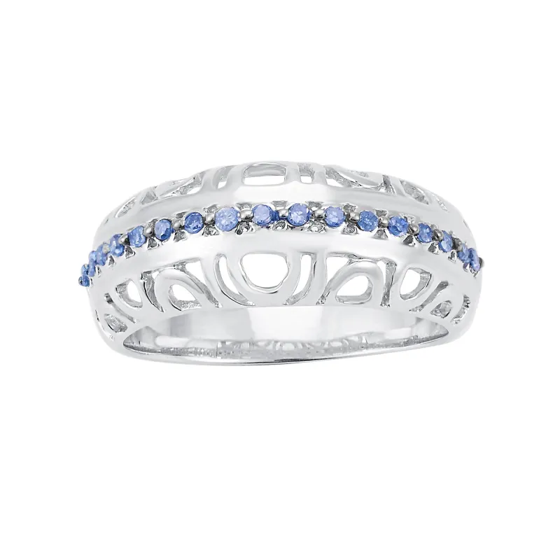 V3 Jewelry Sterling Silver Natural Blue Diamond Band Ring sold by Zulily