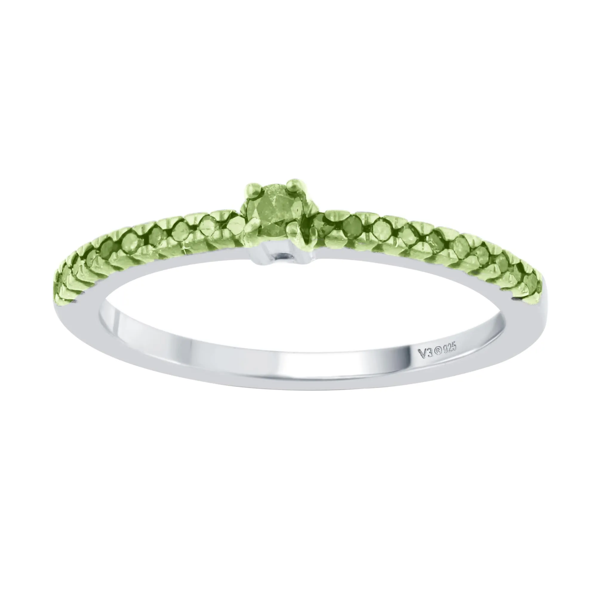 V3 Jewelry Natural Green Diamond Sterling Silver Stackable Band Ring sold by Zulily product image thumbnail 2