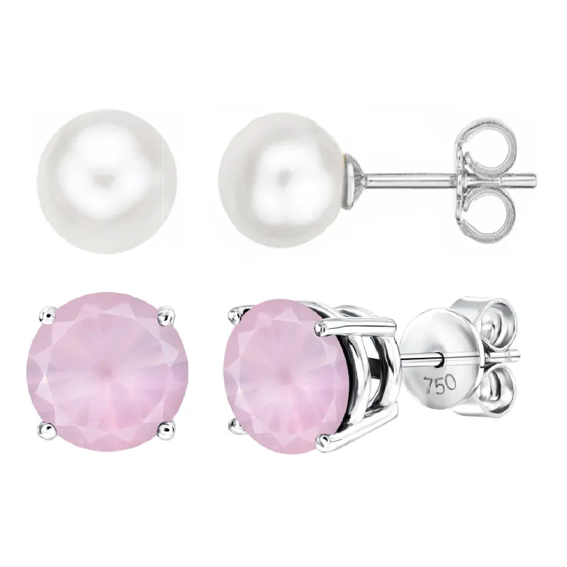 V3 Jewelry Set of Two Sterling Silver with Freshwater Pearl and Rose Quartz Stud Earring sold by Zulily