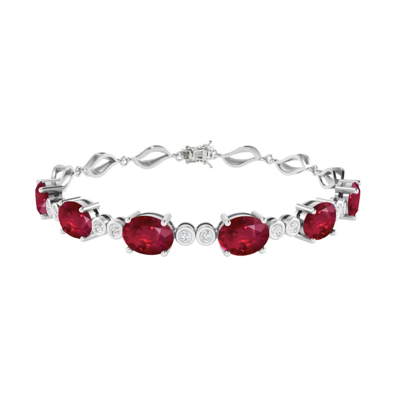 V3 Jewelry Sterling Silver 9.60 Carat Ruby and White Topaz Tennis Bracelet-7.25" sold by Zulily