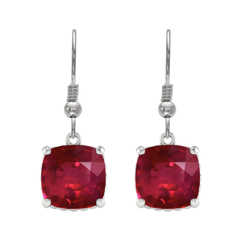 V3 Jewelry Sterling Silver 13.00 Carat Cushion Cut Ruby Solitaire Dangle Earrings sold by Zulily