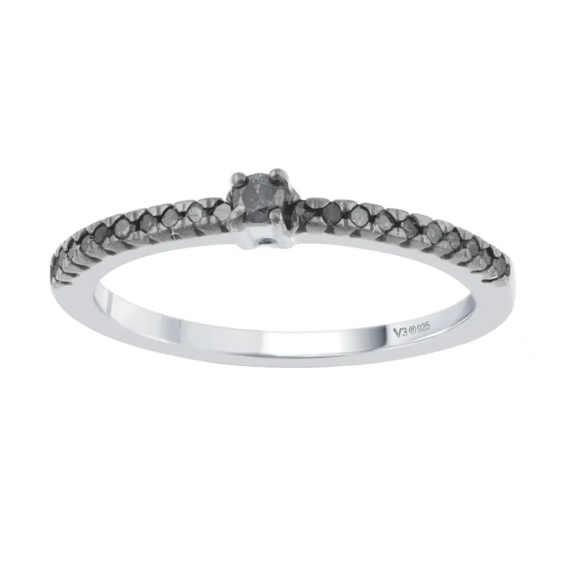 V3 Jewelry Sterling Silver Natural Black Diamond Stackable Band Ring sold by Zulily
