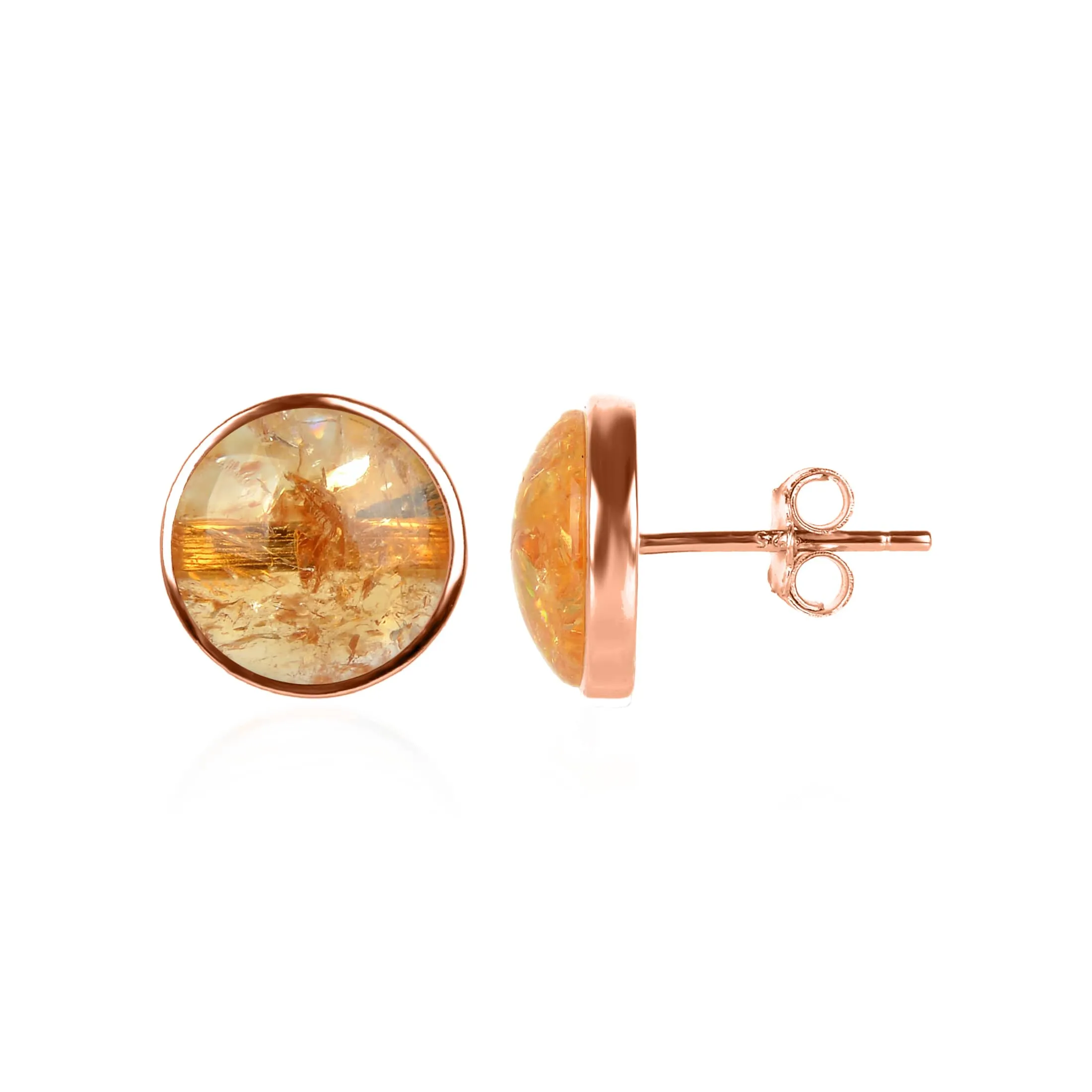 V3 Jewelry Rose Gold Over Sterling Silver with 10MM Natural Citrine Stud Earrings sold by Zulily