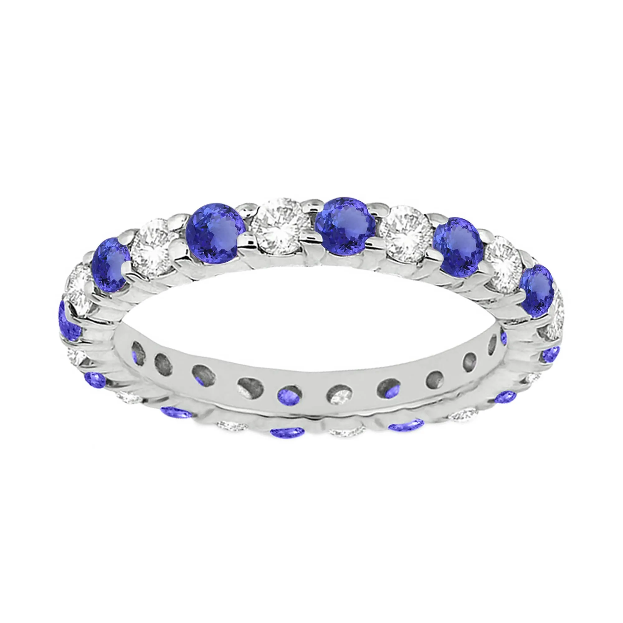 V3 Jewelry 925 Sterling Silver with Natural Tanzanite and White Topaz Eternity Band Ring sold by Zulily