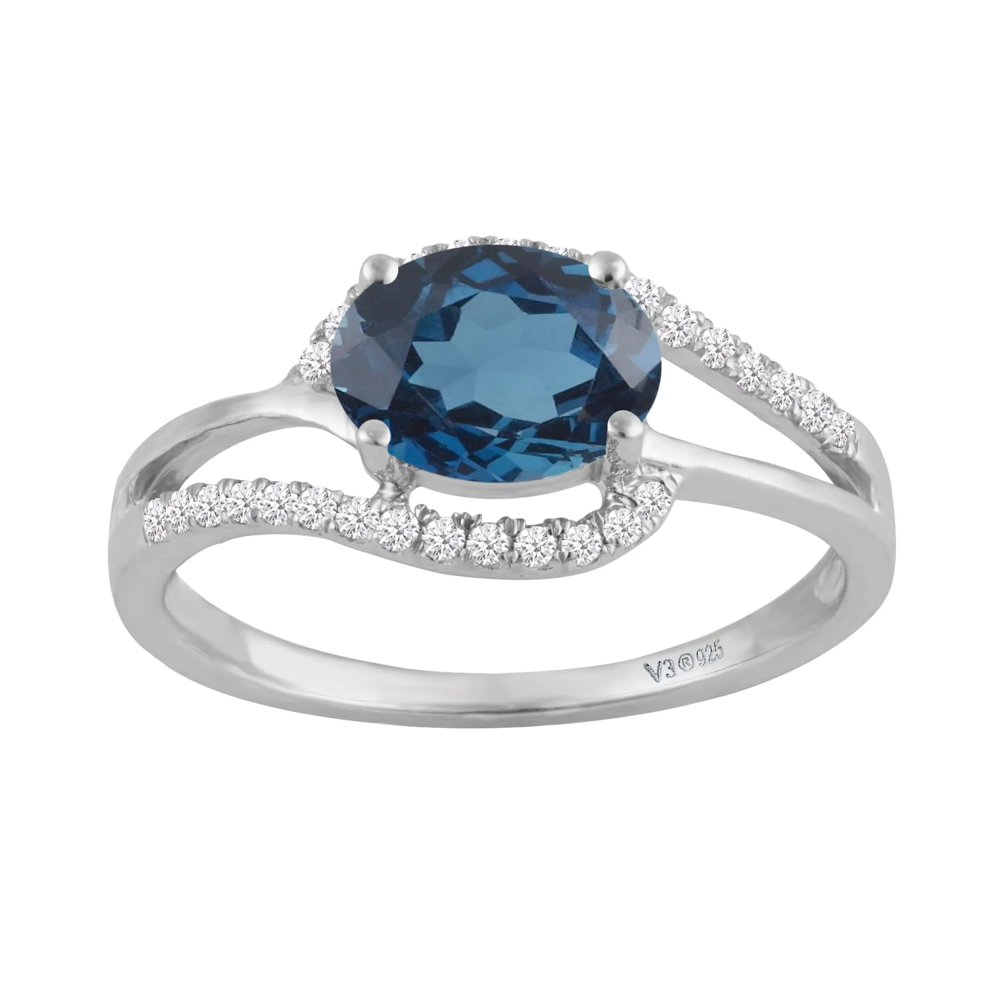 V3 Jewelry 925 Sterling Silver with Natural London Blue Topaz and White Zircon Engagement Ring sold by Zulily product image thumbnail 2