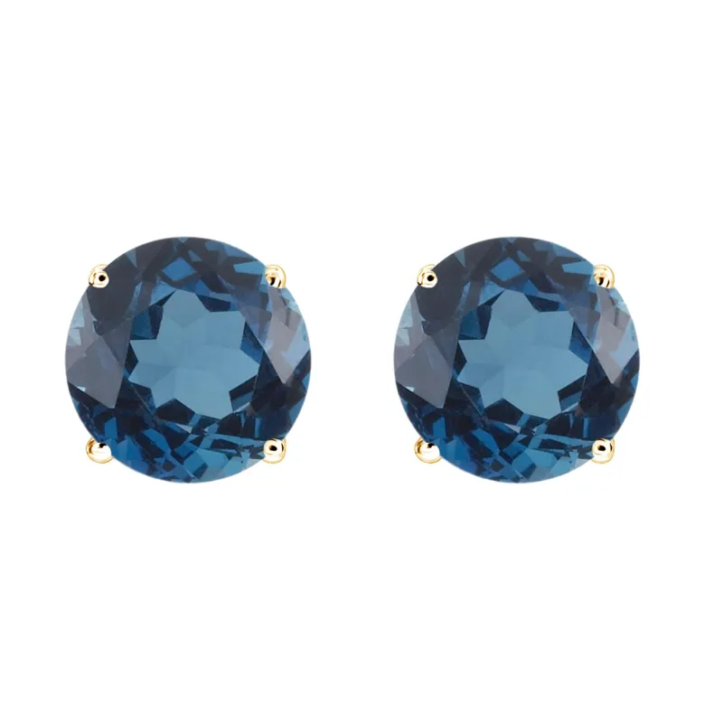 V3 Jewelry 14K Yellow Gold 1.20Carat Round Cut Natural London Blue Topaz Stud Earrrings sold by Zulily