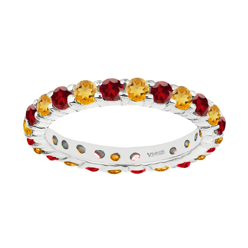 V3 Jewelry Sterling Silver Natural Citrine and Garnet Eternity Band Ring sold by Zulily
