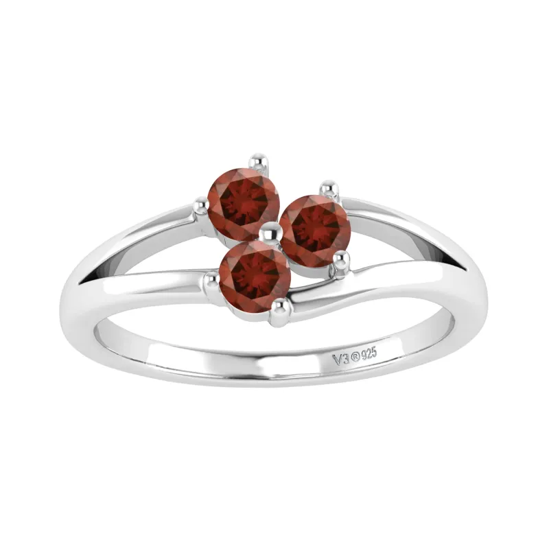 V3 Jewelry Sterling Silver 1/3 CTTW Natural Red Diamond Three Stone Ring sold by Zulily