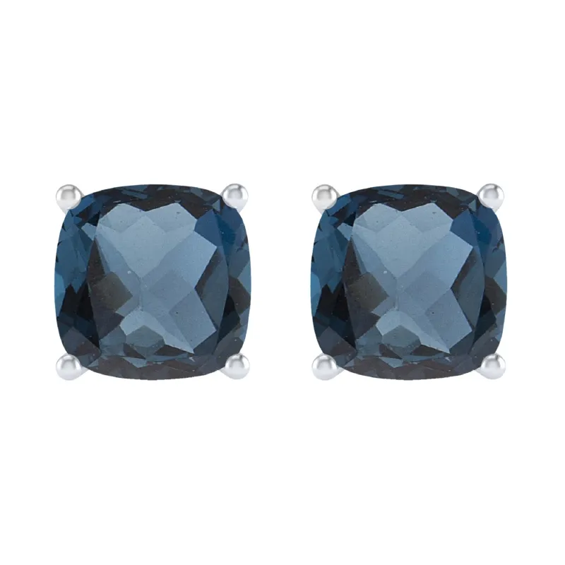 V3 Jewelry Sterling Silver 4.50 Carat Cushion Cut Natural London Blue Topaz Stud Earrings sold by Zulily