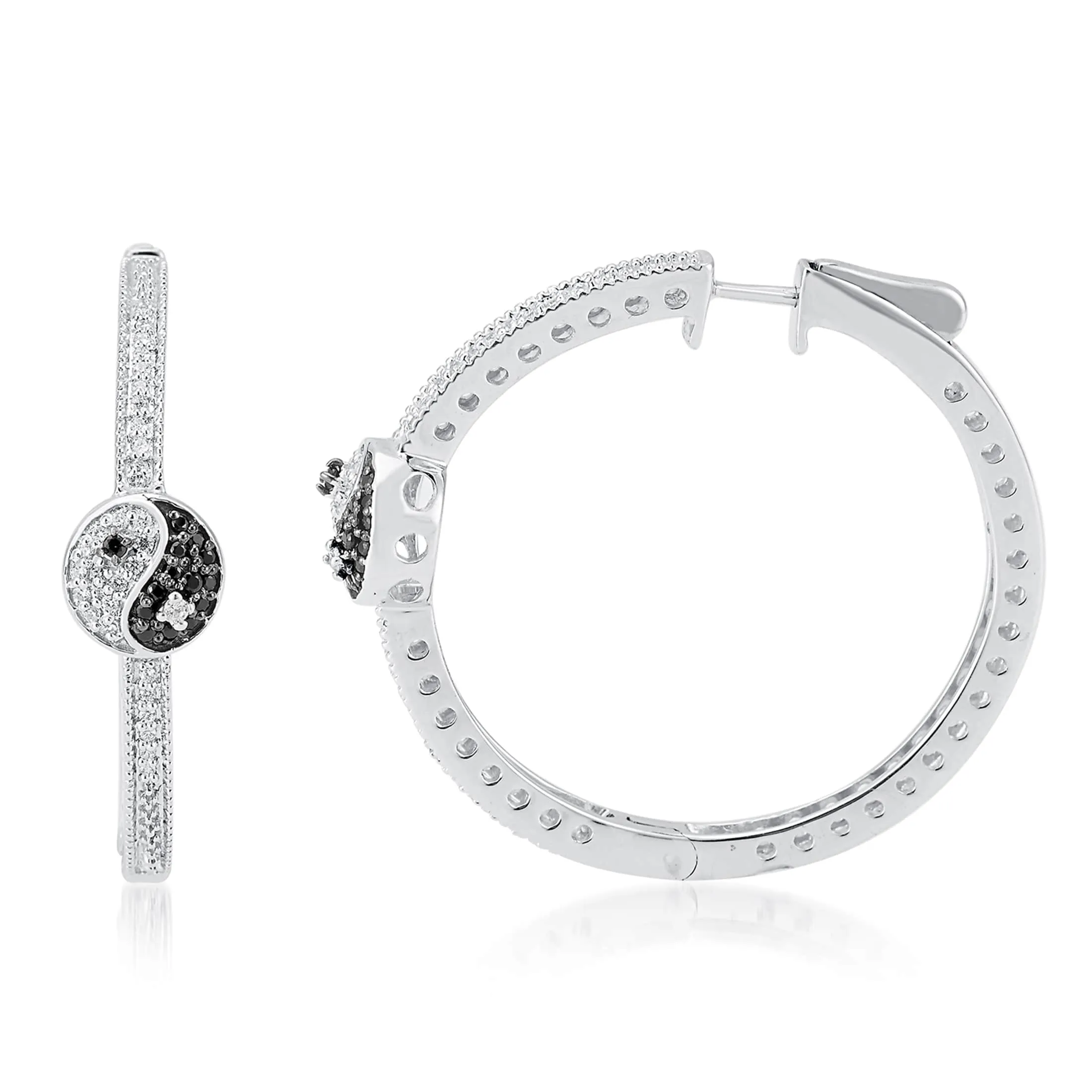 V3 Jewelry Sterling Silver 1/2 CTTW Moissanite and White Diamond Hoop Earrings sold by Zulily