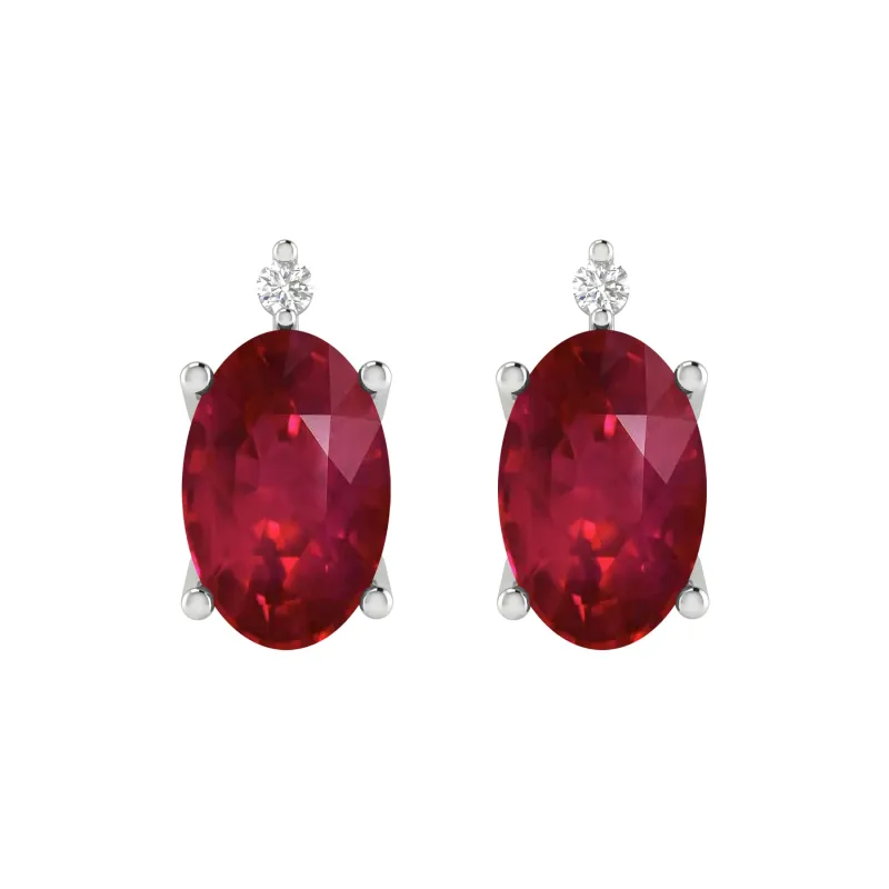 V3 Jewelry Sterling Silver 1.20 Carat Oval Cut Ruby and Genuine White Diamond Stud Earrings sold by Zulily