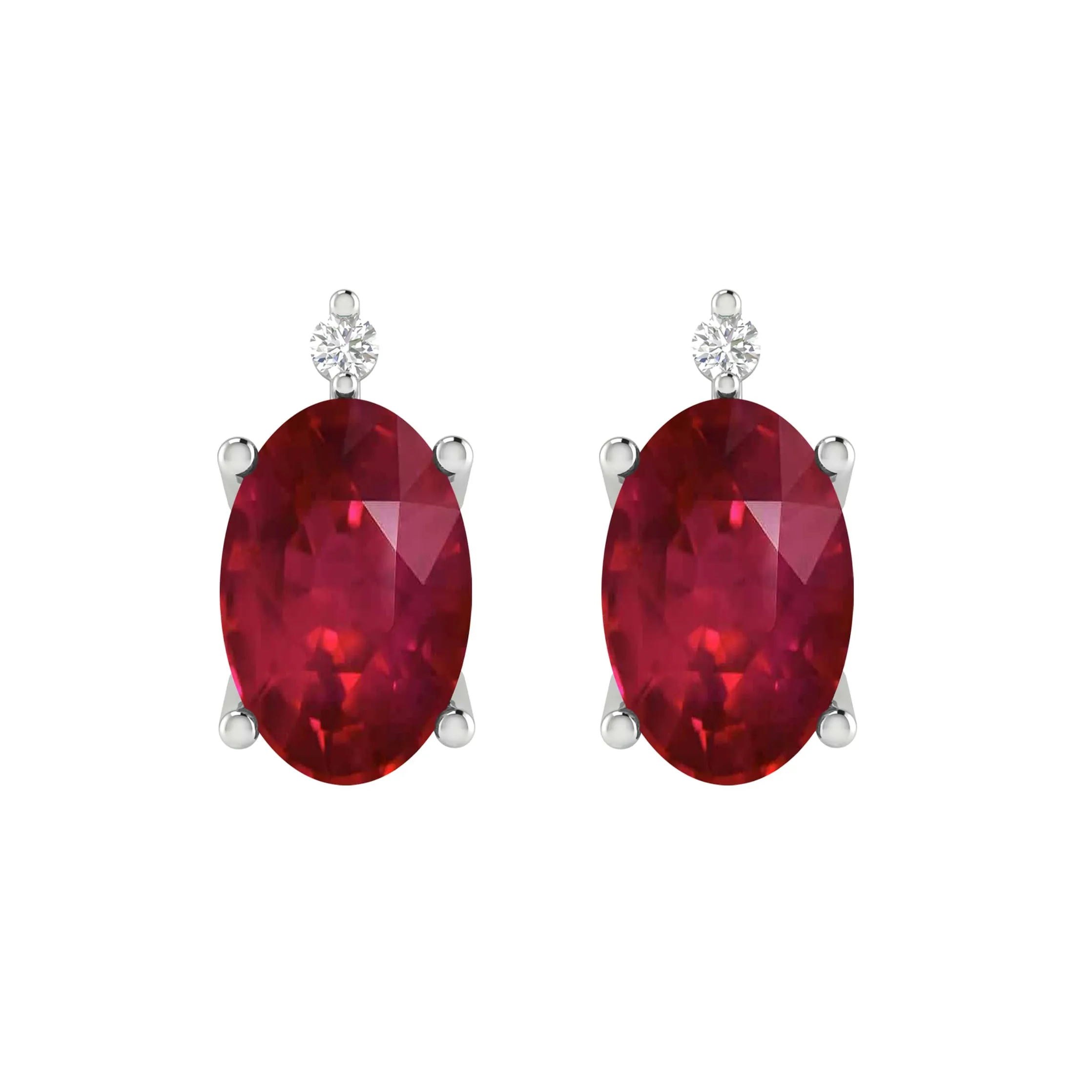 V3 Jewelry Sterling Silver 1.20 Carat Oval Cut Ruby and Genuine White Diamond Stud Earrings sold by Zulily